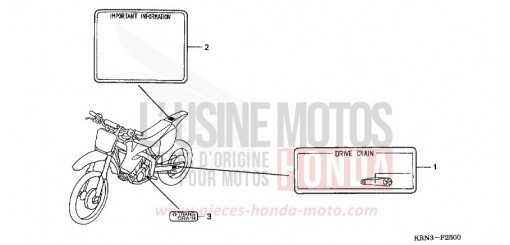 ETIQUETTE DE PRECAUTIONS CRF250R9 de 2009